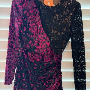 NWT Dundas X Revolve Black Lace and Pink Accent Dress